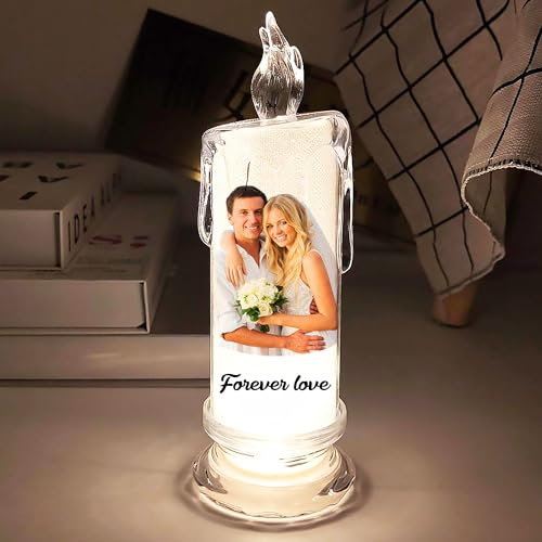Personalisierte Foto Bild 3D Laser Gravur Kristall Kerzenhalter Benutzerdefinierte geätzt Kerzenhalter, Gedenkkerzenhalter Hochzeit Kristall (Foto flammenlose Kerzen)