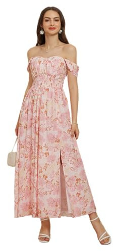 GRACE KARIN Robe de Plage Décontractées pour Femmes Élégante à Motif Floral Olage à Bretelles Spaghetti M Rose Fleur