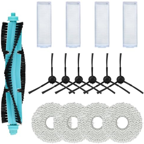 MIRTUX Zubehör-Set kompatibel mit Cecotec Conga 11090 Staubsaugerroboter, komplettes Ersatz-Set, enthält 1 Hauptbürste, 4 Filter, 6 Seitenbürsten und 4 Mopps