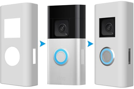 1Pcs Silicone Skin Case Cover Compatible With Ring Video Doorbell(2nd Gen)/ Ring Battery Video Doorbell Plus - Protect your RingDoorbell from Direct Infringement of Sun Glare, Weather & UV White