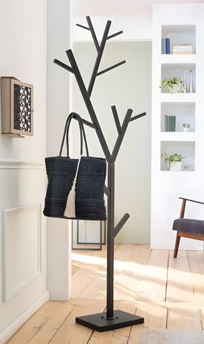Dekoleidenschaft Garderobe Baum aus Metall, schwarz, 180 cm hoch, Standgarderobe, Flurgarderobe stehend