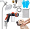 BeYumi Dog Washing Hose Attachment with 100cc Soap Dispenser, 10-in-1 Spray Modes Foam Nozzle Sprayer with Metal 3-Way Shower Diverters & 6.6Ft Long Hose for Pet Bathroom Showering Indoor Outdoor