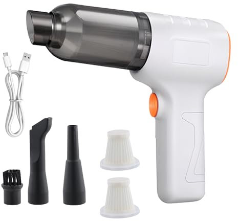 Aspirateur à Main Sans Fil, 16000Pa Aspirateur Voiture Puissant, Aspirateur 4 en 1 Rechargeable, 200W Aspirateur De Voiture Puissant pour Maison Voiture Bureau Table Canapé Moteur Ordinateur (Blanc)