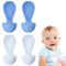 NJCXOLA Cuillères en Silicone pour Bébé & Embouts de Gourde, Cuillere, Nettoyage Facile, Étanche, pour Alimentation de Plus de 3 Mois, Pack de 4 bleu & blanc