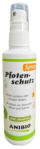 Anibio Pfotenschutz Spray 100ml - für Hunde - schnell einziehend - Schutz der Ballen vor Streusalz, Splitt, Kälte, EIS und Schnee - natürliches Pfoten Schutzspray