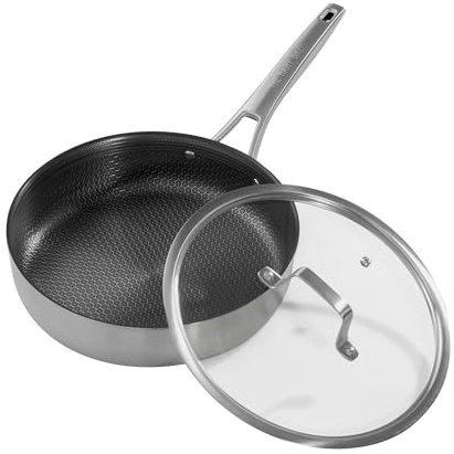 Hairy Bikers Hex Guard, 28CM Saute Pan, Stainless Steel, Non-Stick, Oven Safe, Metal Tool Safe, Dishwasher Safe, PFOA Free, Suitable for All Hobs