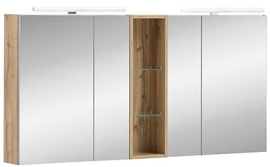 Schildmeyer Doppelspiegelschrank Duo 701523, Eiche Landhaus Dekor, 140 x 16 x 74,7 cm