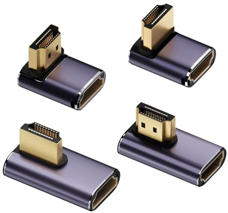 AOUZOVLI 4er-Pack HD-MI Winkelstecker,HD-MI Winkelstecker 90 Grad, Oberer Und Unterer Stecker-Auf-Buchse-Adapter Unterstützt 8k@60hz,4k@120hz,Geeignet Für HDTV-Projektoren Und Laptops