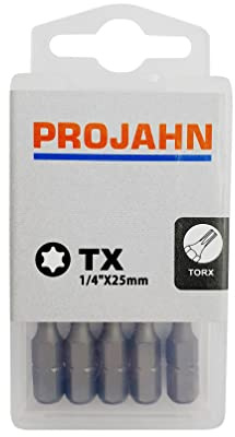Projahn Schraubendreher-Einsätze T15 (Länge 25 mm, Bits für Innen-TX Schrauben, aus S2-Spezialstahl, Schrauber-Bit, 10er Set) 2732-10