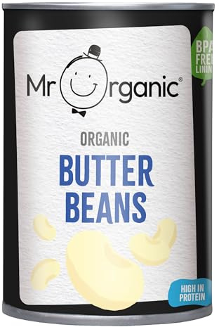 Mr Organic Butter Beans - 400g, High in Protein & Fibre | Great Taste Award-winning Butter Beans - Made in-house - No Added Salt - BPA-free Tin - Versatile Beans - Organic & Vegan