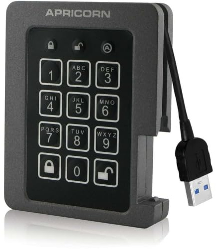 Apricorn Aegis Padlock 240 GB SSD 256-Bit, FIPS 140-2 Level 2 Validated Ruggedized USB 3.0 Encrypted External Portable Drive (ASSD-3PL256-240F)