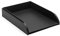 OSCO Black Faux Leather Letter Tray | A4 | Easily Stackable | Desk File Organiser | Paper Storage | Office Document Sorter | Paperwork Filing | No Risers Required | H6.3 x W24.5 x D 33.0 cm |