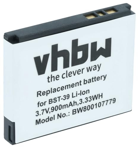 vhbw Batterie Compatible avec Sony-Ericsson Z710c | W910i, Z525i, Z520a, W800c, Z525a, Z520c, Z520i téléphone portable (900mAh, 3,7V, Li-ion)