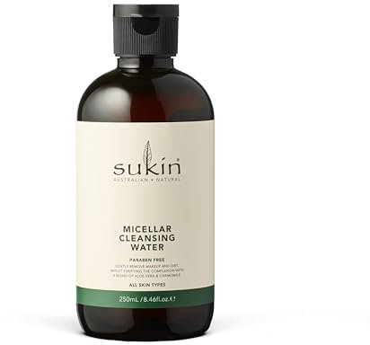 Sukin Signature Mizellen-Reinigungswasser, 250ml, entfernt Make-up und Schmutzpartikel, beruhigt und klärt die Haut, mit Kamille, Aloe vera und Gurke, vegan