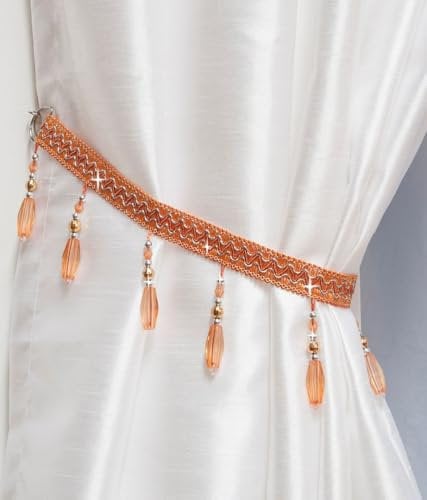John Aird PAIR (x2) Crystal Beaded Curtain Tie Back (Orange)
