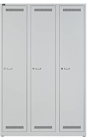 Bisley LIGHT Garderobenschrank 3 Abteile 400, Metall, 245 Lichtgrau, 50 x 120 x 185 cm