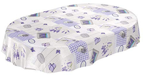 ANRO Tischdecke Wachstuchtischdecke Wachstuch Wachstischdecke pflegeleicht abwaschbar Lavendel Provance Landhaus Oval 140 x 220cm
