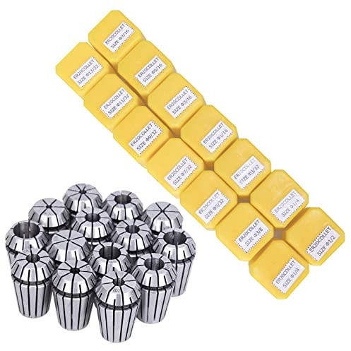 SILIVN 14pcs ER20 Spring Collet Set for CNC Engraving Machine and Milling Lathe Tool Workholding Engraving Collets (1/16,3/32,1/8,5/32,3/16,7/32,1/4,9/32,5/16,11/32,3/8,13/32,7/16,1/2)