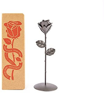 Forging Art Bcn® Rose Eternelle en Fer Forgé à la Main avec Base en Métal (Base circulaire)