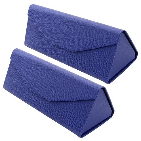 TBOC Custodia Pieghevole Occhiali da Sole - [Pack: 2 Unità] Astuccio [Blu] Rigido Triangolare [Chiusura Magnetica] Fodera Interna Porta Lenti Lettura Lavoro Auto Grande Uomo Donna Bambini