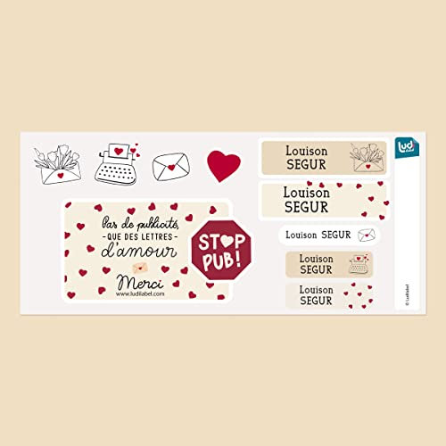 1 Adesivo No Pubblicità - 5 Adesivi Decorativi con Nome - Cassetta delle Lettere, Campanello, Citofono - Impermeabili - Lettere d'Amore