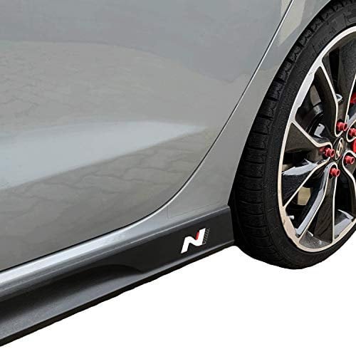 P042 | Emblem N-Performance Seitenschweller 2er-Set Aufkleber Folie | Oracal | Car Styling | Dekorset (V2 Weiss/Carbon/Rot)