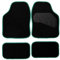 Sakura Floor Mats For Cars SS5469 - 'Pastel' Black Carpet Green Trim - Full Set Of 4 Universal Fit - Hard-Wearing Pile, Anti-Slip Backing, UK Made, Heelpad