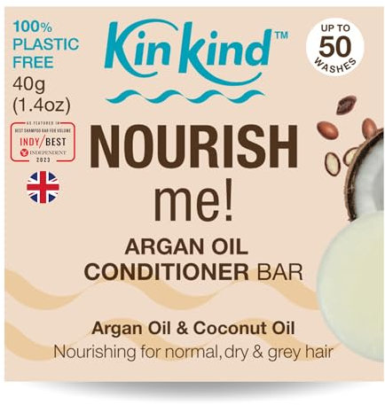 KinKind Haarspülungsriegel – NOURISH Me! | Arganöl-Spülungsriegel für das Haar – Fester Kokosnuss-Conditioner – Spülung für trockenes Haar | Für normales/trockenes und graues Haar
