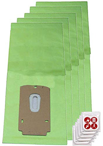 SPARES2GO Paper Dust Bags Compatible with Oreck XL 2000 5000 8000 9000 Vacuum Cleaner (Pack of 5 + Tab Fresheners)
