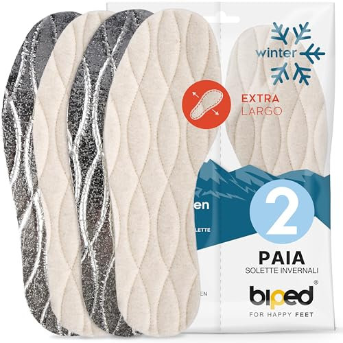 biped 2 pares de plantillas térmicas extra anchas - Plantillas calientes de invierno con lana de cordero - Ideal para botas, zapatos de trabajo y botas de montaña z2735(37)