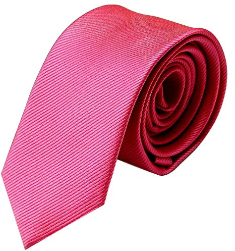 GASSANI Rips-Krawatte 6Cm Schmal Gestreift, Dünne Pinke Grid Herrenkrawatte Zum Hemd Sakko Anzug, Slim Herren-Schlips Binder Mit Feinen Ripp-Streifen