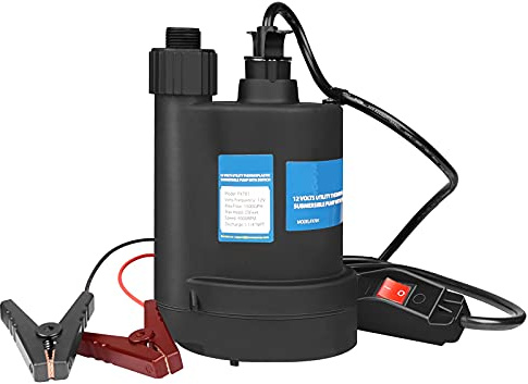 FPOWER DC 12V Submersible Water Pump Sump Pump 1500GPH Utility Pump with Switch