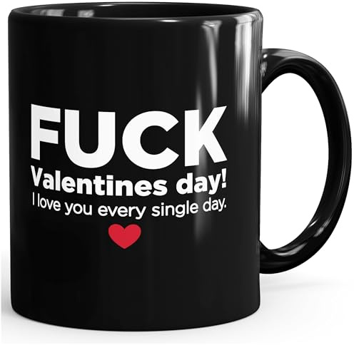 MoonWorks® Kaffee-Tasse Fuck Valentines Day! I love you every single day Geschenk zum Valentinstag Liebe Schwarz Keramik-Tasse