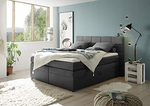 MöbisandMore Designer Boxspringbett Togo extra hoch 180x200 cm mit Bettkasten | Härtegrad H4 bis 120 KG |7-Zonen-Tonnentaschenfederkern,