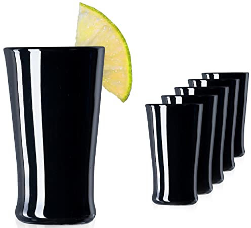 PLATINUX Lot de 6 verres à shot noirs en verre - Verres à vodka - Verres à shot - Verres à tequila, 20 ml (max. 30 ml)