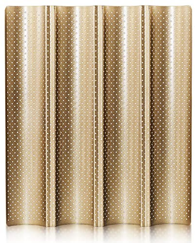 Anaeat Moule à pain perforé anti-adhésif de qualité supérieure, 38,1 x 33 cm, idéal pour 4 pains, baguettes, plateaux à pain français et italiens pour la cuisson du pain, ventilation et résistance à