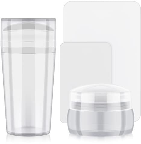 EBANKU 2 x Nail Art Stamper with Scrapers, Transparent Clear Stamper for French Smile Line Tools, Nail Art Stamping Stamper for Manicure Tools (Transparent)