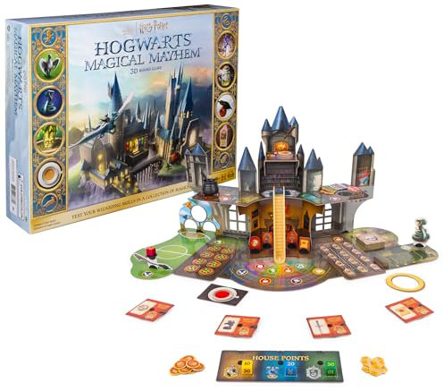 Wizarding World Hogwarts Magical Mayhem 3D-Brettspiel, Harry-Potter-Spiel für Familien, Erwachsene und Kinder ab 8 Jahren