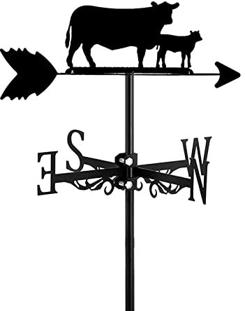 Wetterfahne Wetterhahn Kuh Kalb Motiv Deko-Wetterfahne Im Hohl Geschnitztes Rostfreier Windrichtungsanzeiger Garten Hof Dach Ornament