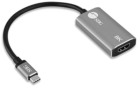 SIIG Type C to HDMI Adapter 8K, USB-C Input to HDMI Output, Unidirectional, Supports 8K 60Hz and 4K 120Hz with HDR and DSC, Thunderbolt 3 Compatible, for Monitor/TV/Displays (CB-TC0L11-S1)