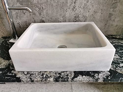 Fregadero de mármol Snow blanco acabado mate Medidas 50 x 40 cm foto reales del lavabo de baño fregadero fregadero baño de apoyo
