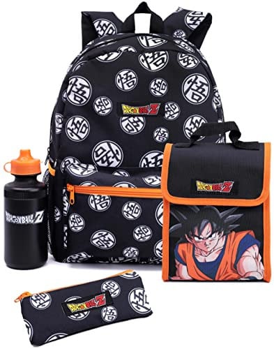 Dragon Ball Z Backpack Set Enfants Teens 4 Piece Goku Boîte à lunch Bouteille