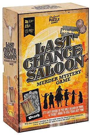 Professor PUZZLE Saloon – Mord-Geheimnisspiel, Partyspiel, ab 14 Jahren, 6 Spieler, 90 Minuten Spieldauer