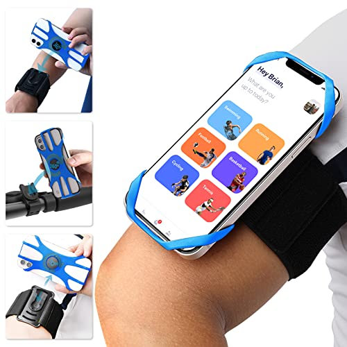 ANGGO 3 in 1 Sportarmband Handy, Fahrrad Handyhalterung und Handy Armband Joggen, Running Armband Handytasche 360° Drehbar und Abnehmbar Kompatibel mit 4.5'' - 7'' Smartphones für Running, Fahrrad