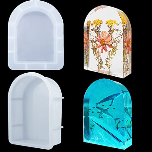 FineInno Groß Silikonformen Bogen Arch Resin Mold Epoxidharz Gießform Buchstützen Untersetzer Harz für DIY Erhaltung Getrocknete Blumen Basteln (Arch)