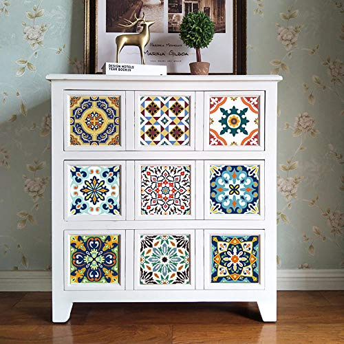 Fliesenaufkleber für Küche, Badezimmer, 20 cm x 20 cm, mediterraner Stil, Fliesenaufkleber, wasserdicht, selbstklebend, Küche, Badezimmer, Wohnzimmer, TV-Hintergrund, Dekoration, 1 Set mit 10 Stück