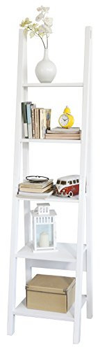 SoBuy FRG101-W Wandregal Leiterregal Badregal Standregal Bücherregal mit fünf Böden weiß BHT ca: 44x180x39cm