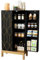 HOLTICO Pantry Cupboard, Kitchen Storage Cabinet With Doors & Adjustable Shelves, Freestanding for Bathroom, Living Room, Black