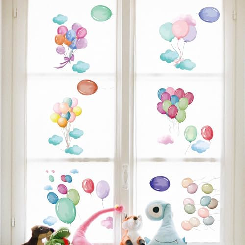 PLIGREAT 9 Blatt Bunte Luftballon-Fensteraufkleber Statische Fensteraufkleber für Kindertagesstätte Schlafzimmer Spielzimmer Klassenzimmer Fensterdekoration Haus Innenfenster DIY Dekoration