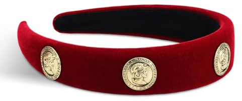SXQLYH Serre-Tête en velour, Bandeau Matelassé Vintage, Serre-tête bombé pour Cheveux Femme, Larges Serre-Têtes, Cerceau de Cheveux, pour Femme et Fille, pour Fitness, Bain - Rouge